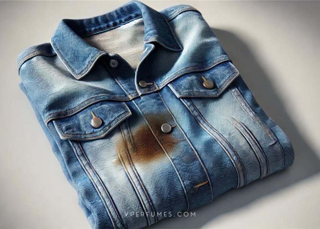 A Step-by-Step Guide On How To Remove Perfume Stains From Clothes 22 A creative illustration of a denim shirt in which there is a stain caused by perfume.