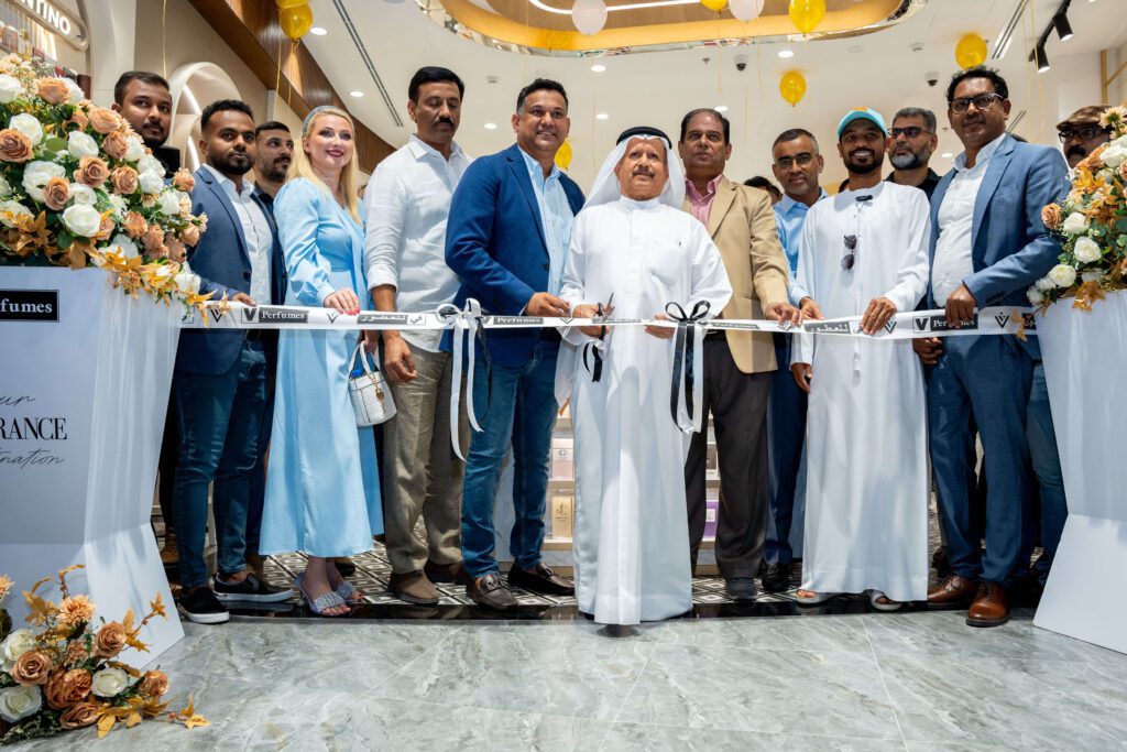 An image of the grand opening of the newly renovated V Perfumes store.