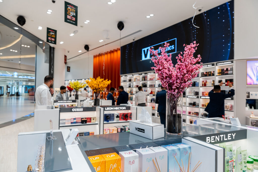 An image of the interior of newly opened V Perfumes store in Manar mall RAK.