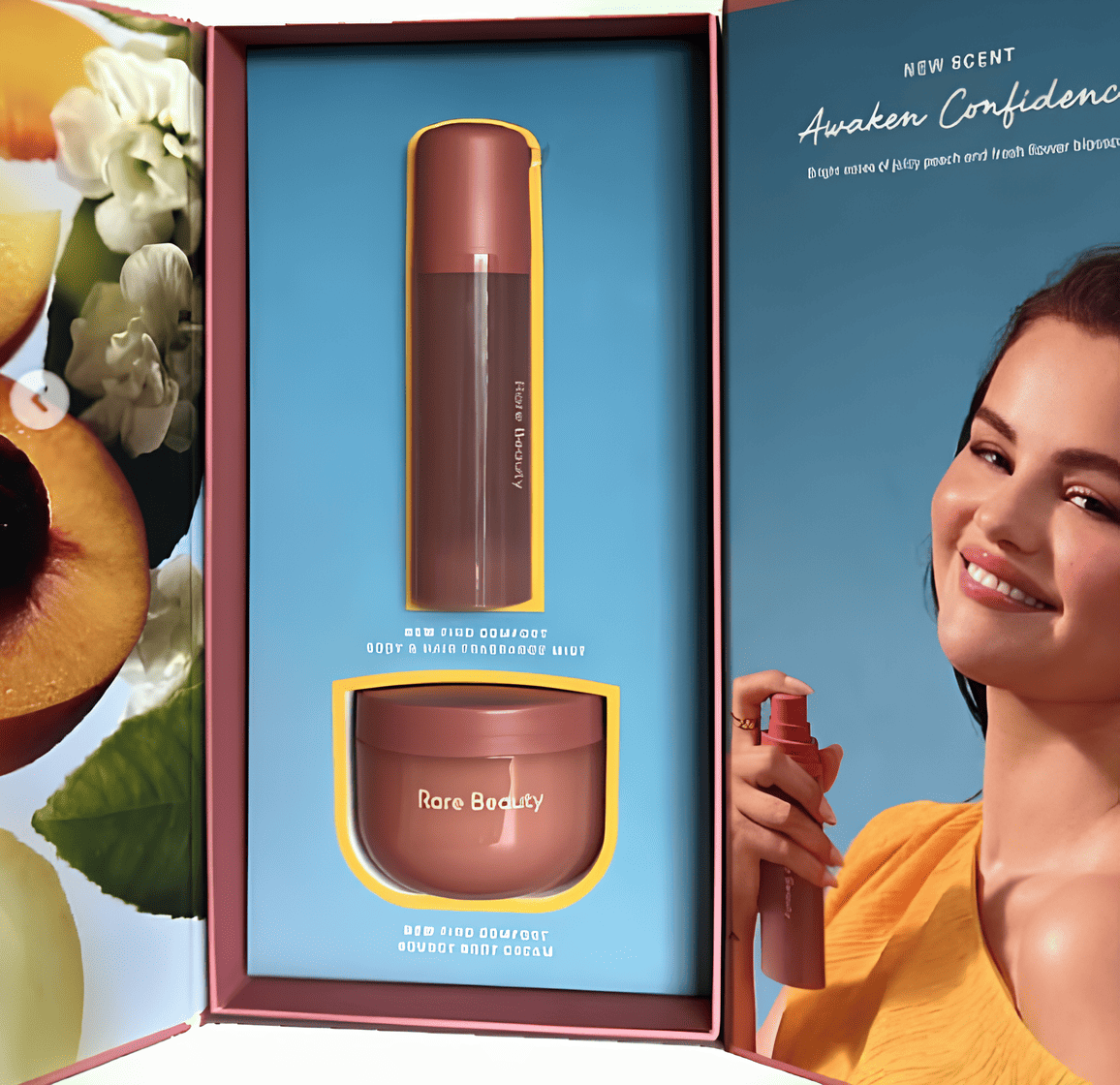 Close-up of the packaging for the Awaken Collection by Selena Gomez