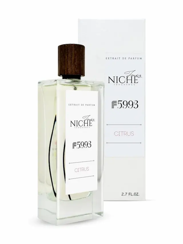 Image of the Faiz Niche Citrus F5993 fragrance, an 80ml Extrait de Parfum for men, displayed with its packaging box.