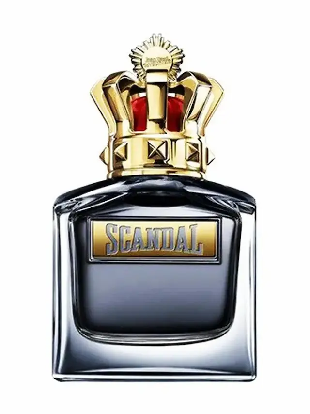 Pair Up & Match Your Moods With Couple Perfumes 27 An image of JPG Scandal EDP For men a perfume with a crown top.
