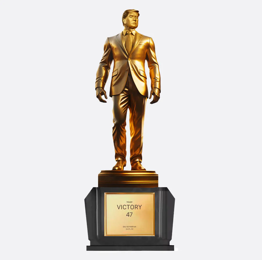 The Best Perfumes from Donald Trump’s Signature Fragrance Line 22 Trump Victory fragrance collection featuring men’s Victory 47 cologne bottle which features his bust.
