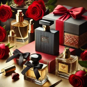 Une illustration créative d'un coffret de parfums 