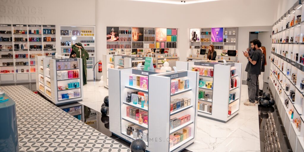 An image of the interior of V Perfumes store in Jeddah