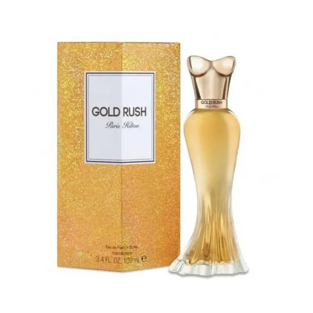 Your Quick Guide to Finding the Best Paris Hilton Perfume 21 An image of paris Hilton Gold Rush EDP for women with its golden box