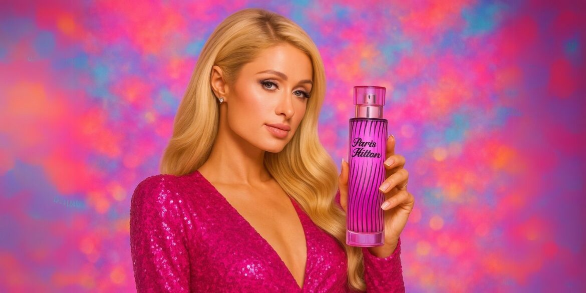 An image of Paris hilton with her perfume
