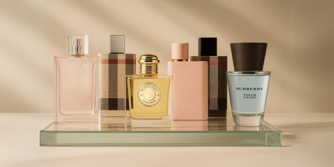 A creative illustration of some of the best Burberry perfume collection