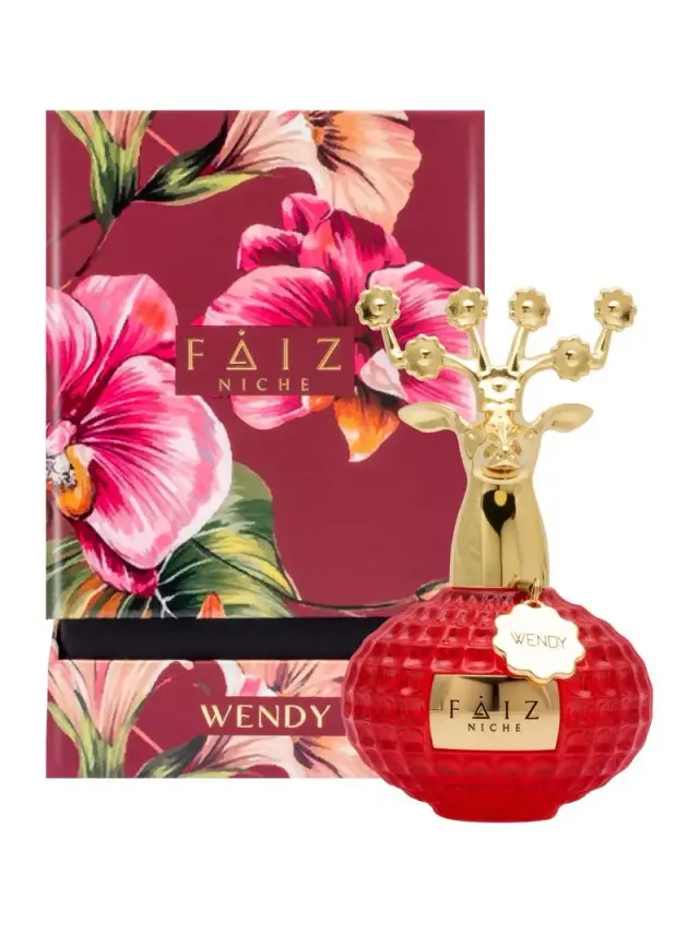 Isang imahe ng Faiz niche wendy perfume kasama ang kahon nito