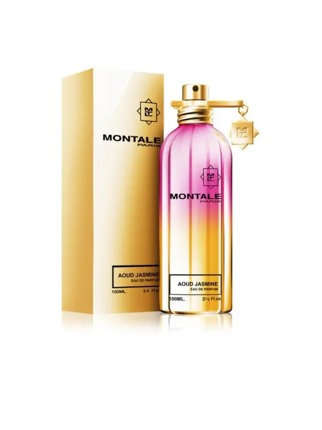 Isang imahe ng Montale aoud jasmine perfume kasama ang kahon nito