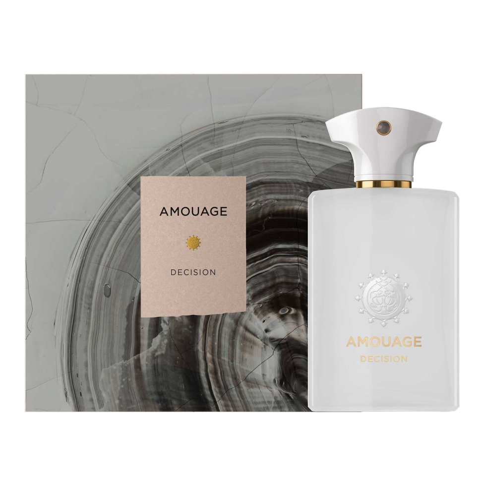An image of Amouage Decision perfume with its box