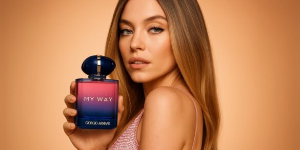 Une image de Sydney Sweeny avec le parfum Armani My Way
