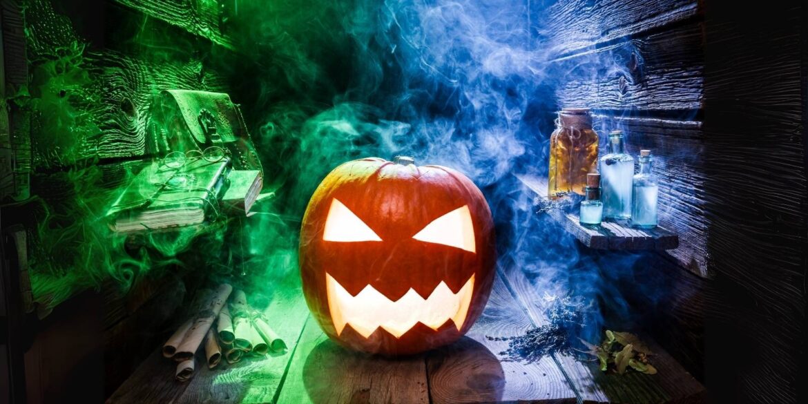 An image of halloween pumpkin and halloween perfume