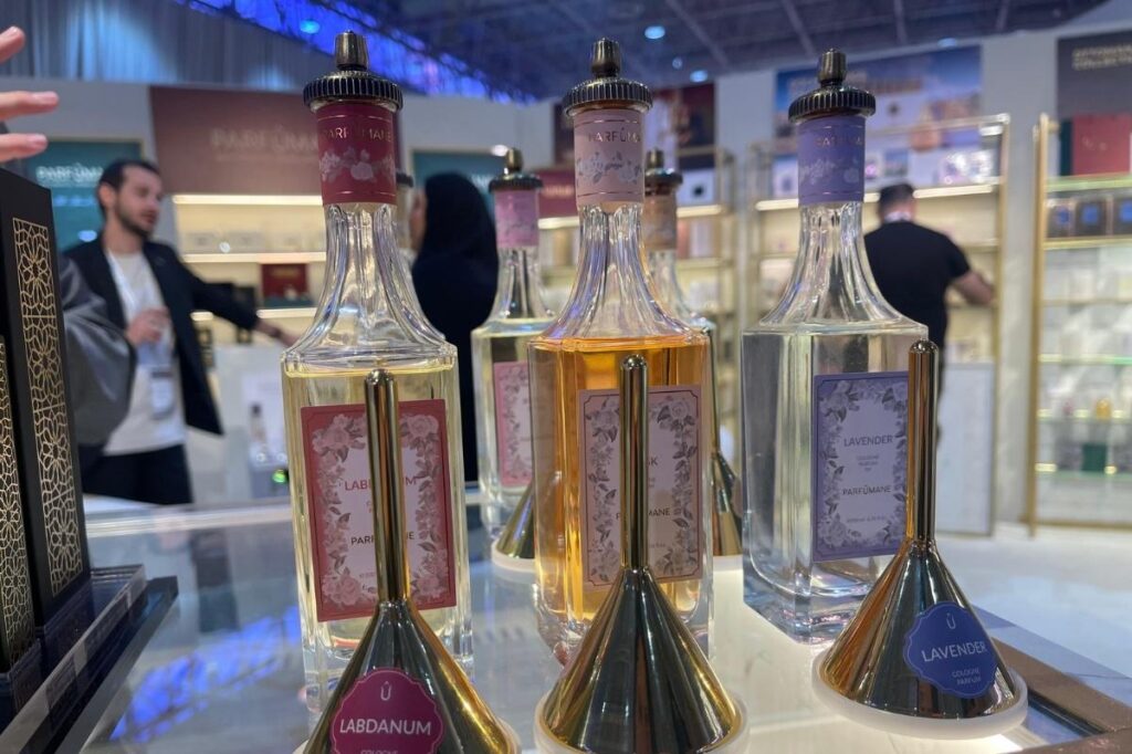 Emirates Perfumes and Oud Exhibition 2025 20 An image of different perfume packaging display