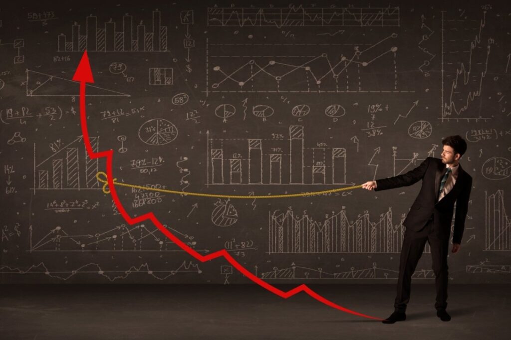 An image of a man with arrow upwards