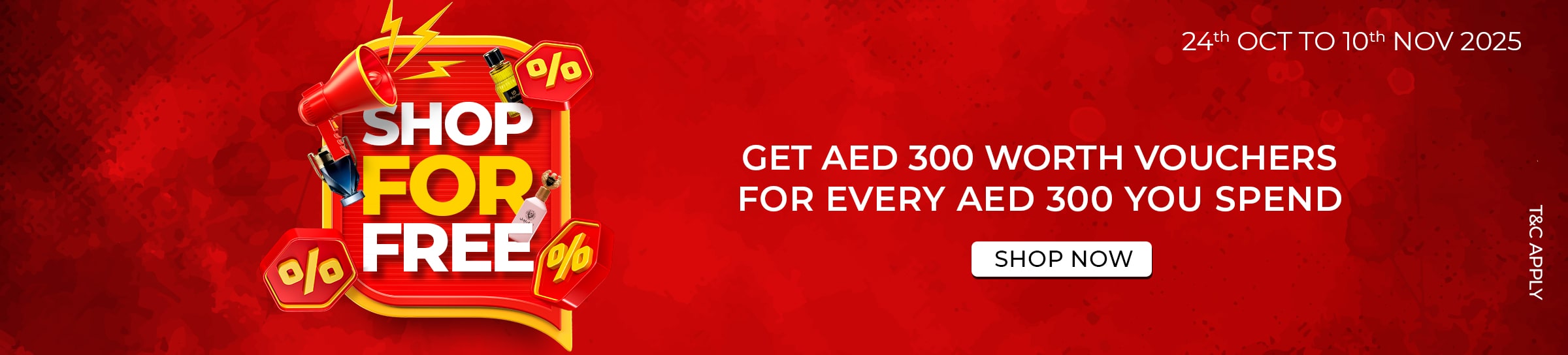 A banner image of shop for free ccampaign in V Perfumes