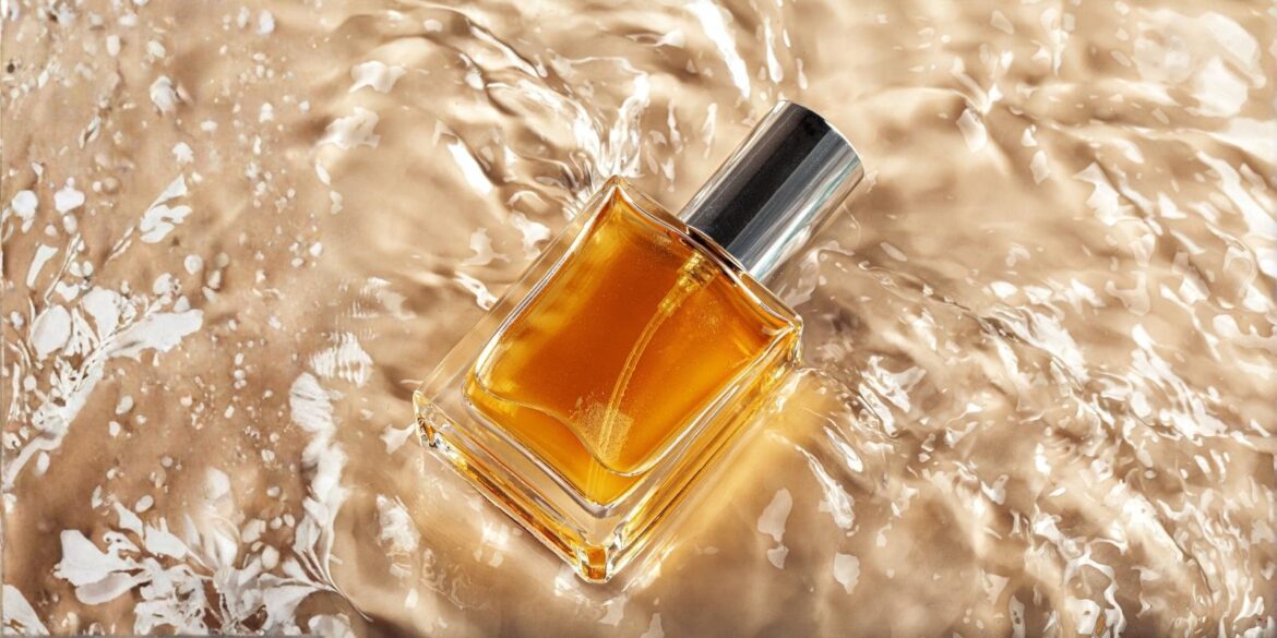 An image of a perfume bottle with amber ingredients