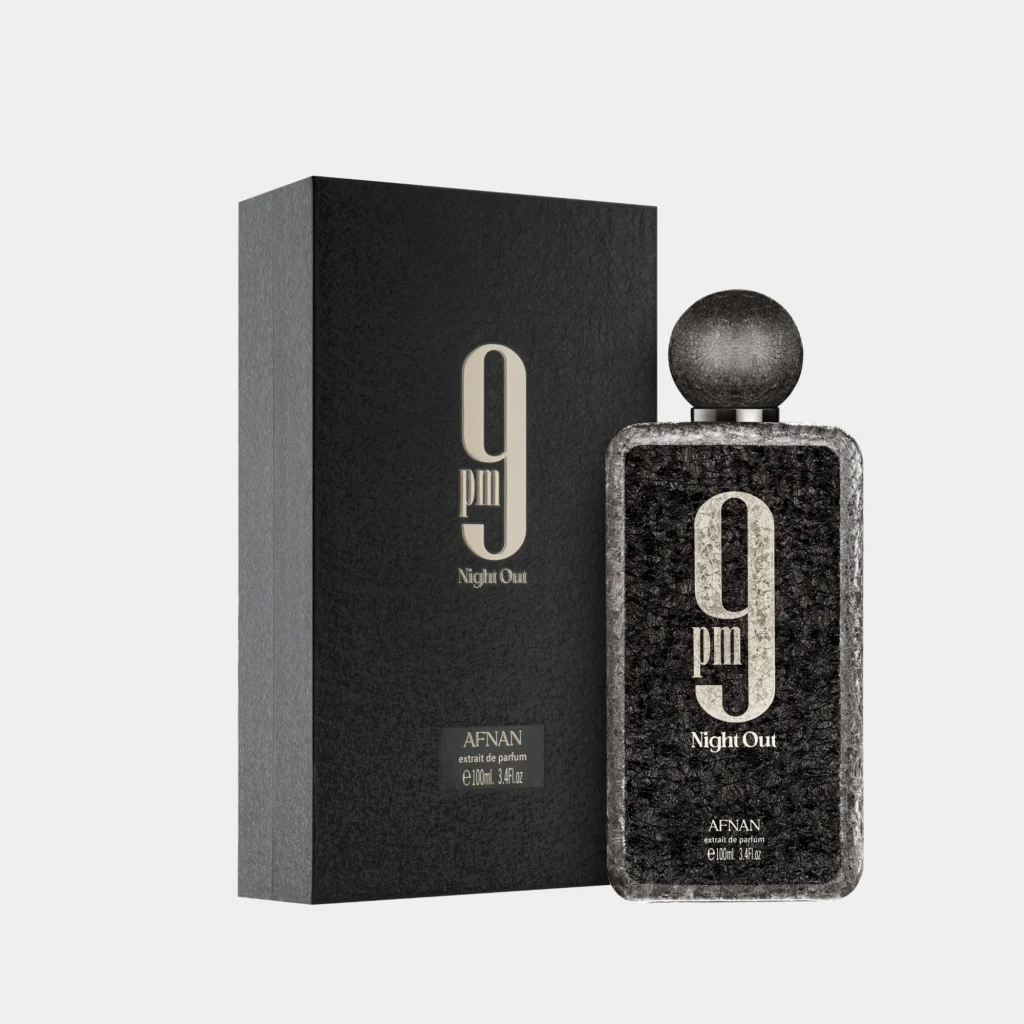 Afnan 9 PM Night Out Made for After Dark Moments 21 An image of afnan 9pm nigh out eau de parfum with box
