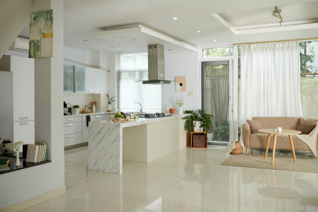 An image of a clean and tidy living room area