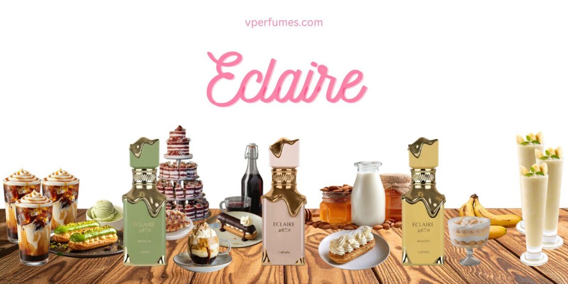 A creative illustration of Lattafa eclaire perfumes