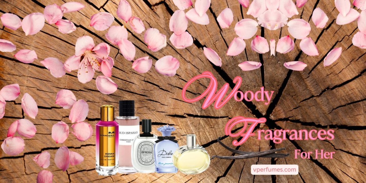 An image of different woody perfumes