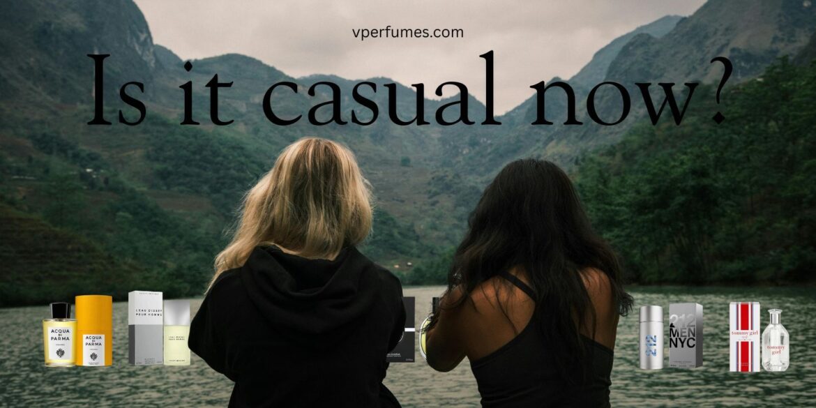 a Creative illustration of a girl with some casual perfumes