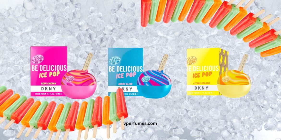 A creative illustration of some ice pops and DKNY perfumes