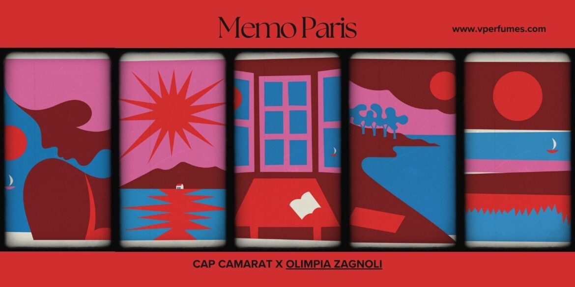 An image of Memo paris cap camarat x olimpia zagnoli perfume illustration